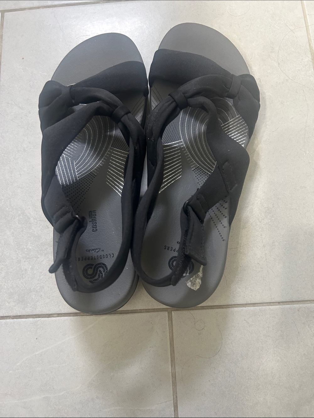 Cloudsteppers by Clarks Black Knotted Strap Sandals